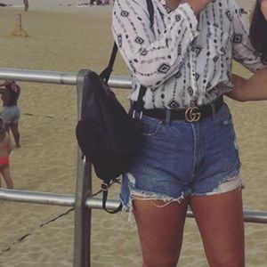 High rise distressed shorts